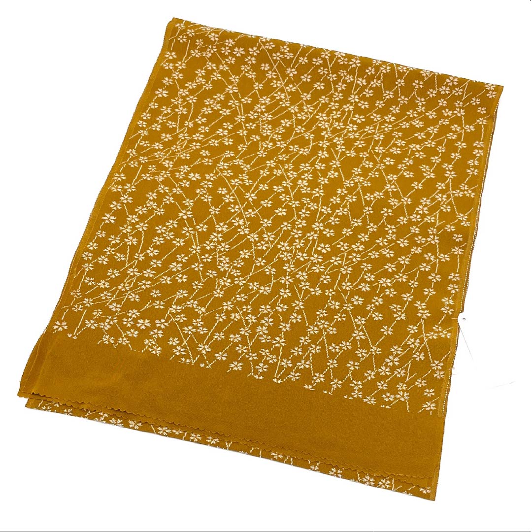 帯揚げ 正絹 Sランク セミフォーマル 金茶色(きんちゃいろ) 小花 長さ約170cm 幅約32.5cm 茶系 1136004202914