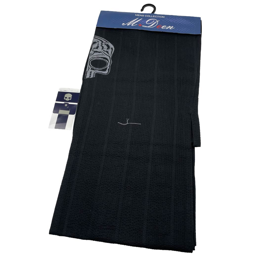 (新品)メンズ浴衣 木綿 NEWランク 身丈154cm 裄丈72.5cm 黒色(くろいろ) MDeen 骸骨 ドクロ 単衣 黒系 1138000341510