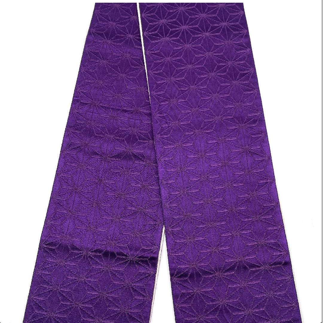 【Unstitched】Half-width Obi, Polyester, S Rank, Purplish Red, Reversible, White, Asanoha Pattern, Classic Pattern, Geometric Pattern, Obi Length 344cm, Purple Tone, 1125000982320