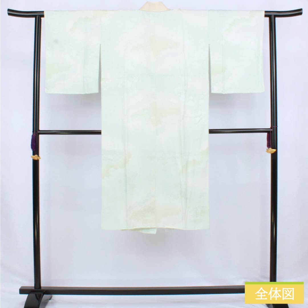 長襦袢 正絹 Sランク 身丈116cm 裄丈61cm 袷 ぼかし染 吉祥文様 半衿付き 緑系 1129000762119