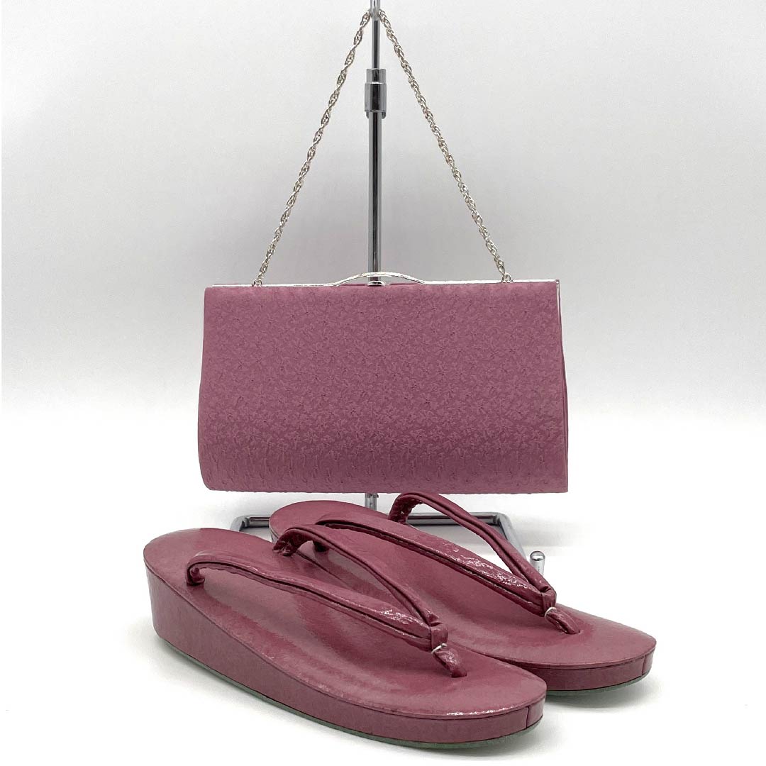 (Like New) Semi-Formal Zori Sandal and Bag Set, Grade A, Bijinsai Color (Purple), Solid Color, Size M, 1133000263320