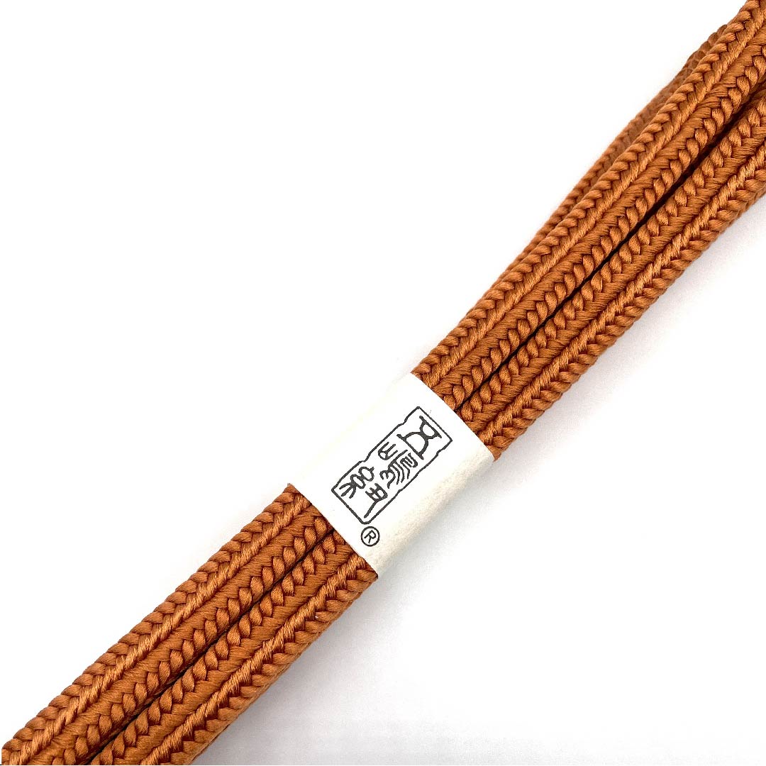 (New old stock) Obi-jime (belt fastener) made of pure silk, quarter-length cord, carrot color, Goshima cord, crown (yurugi), Edo braid, length approx. 162cm, width approx. 1cm, casual, S rank, orange, 1135000302926