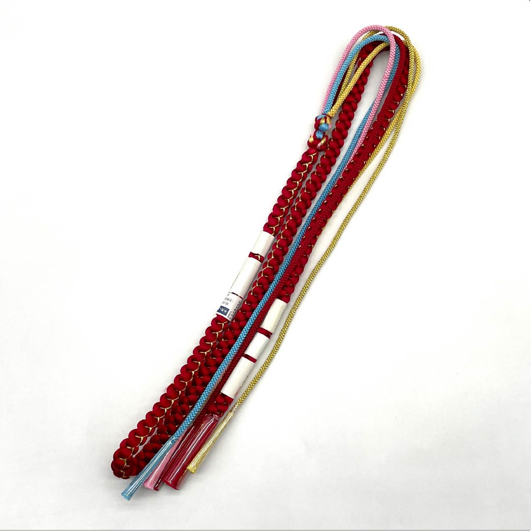 Obijime, Pure Silk, S Rank, Crimson Red, Marugumi, Length approx. 166cm, Width approx. 1cm, For Furisode, Red Tones, 1135006052312