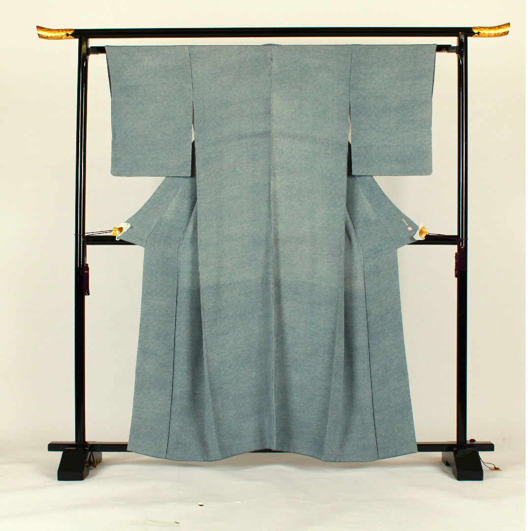 Komon Length 161cm Sleeve length 64cm Awase Edo Komon Kazuo Adachi Shark Butt-matching Three Aoi Silk S Rank Blue 1115001242317