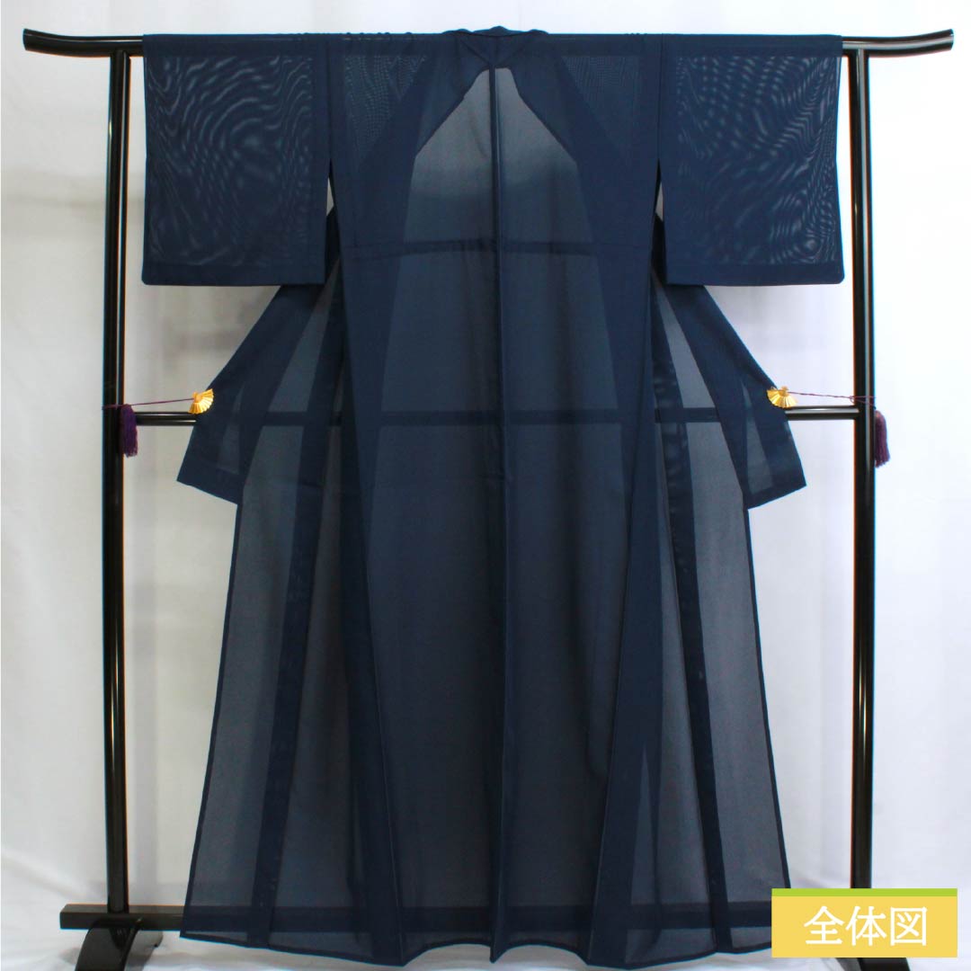 Summer kimono, polyester, plain color, S rank, length 162cm, sleeve length 63.5cm, navy blue, washable, silk pongee, navy blue, product number 1132003182418