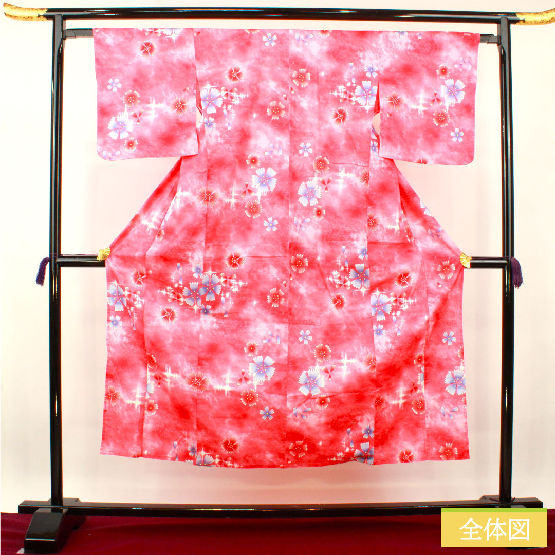 浴衣 木綿 身丈148cm 裄丈63.5cm Sランク 単衣 ピンク系 梅重色(うめがさねいろ) 桜 1118005082113