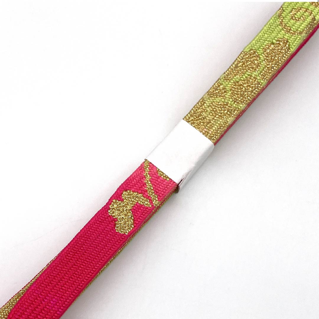 S-Rank Silk Obi-jime (Sash Band) - Crimson Red and Young Green (Wakanairo) - Approximately 158cm Long, 1.7cm Wide, Semi-Formal, Pinkish, Product Number: 1135004552313