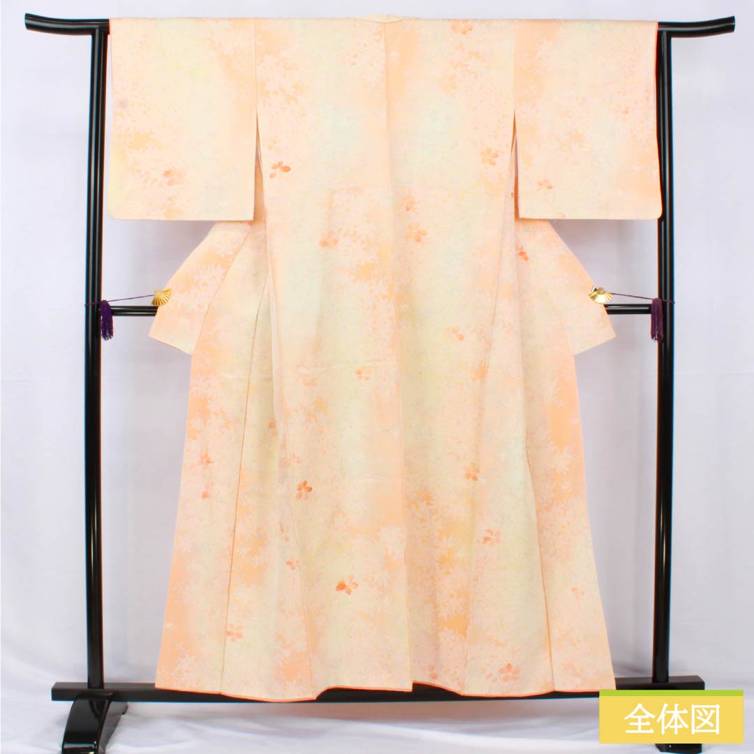 Small pattern, pure silk, length 154.5cm, sleeve length 63.5cm, lined, vermilion, all flowers, B rank, orange, 1115004994226
