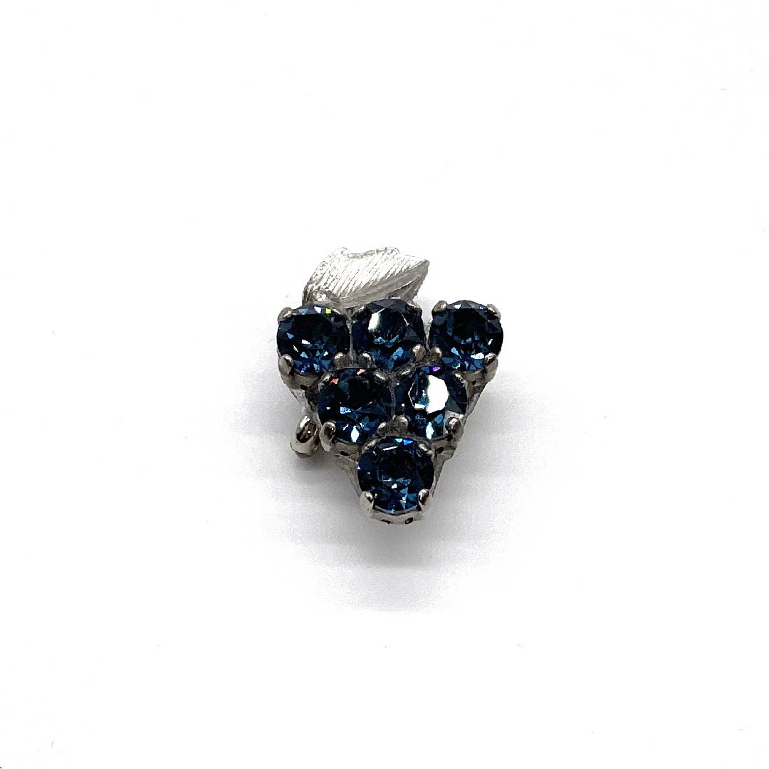 (New old stock) Obi clasp, other, casual, rhinestone, grape, fruit, length approx. 3cm, width approx. 2cm, S rank, blue, 1137000922917