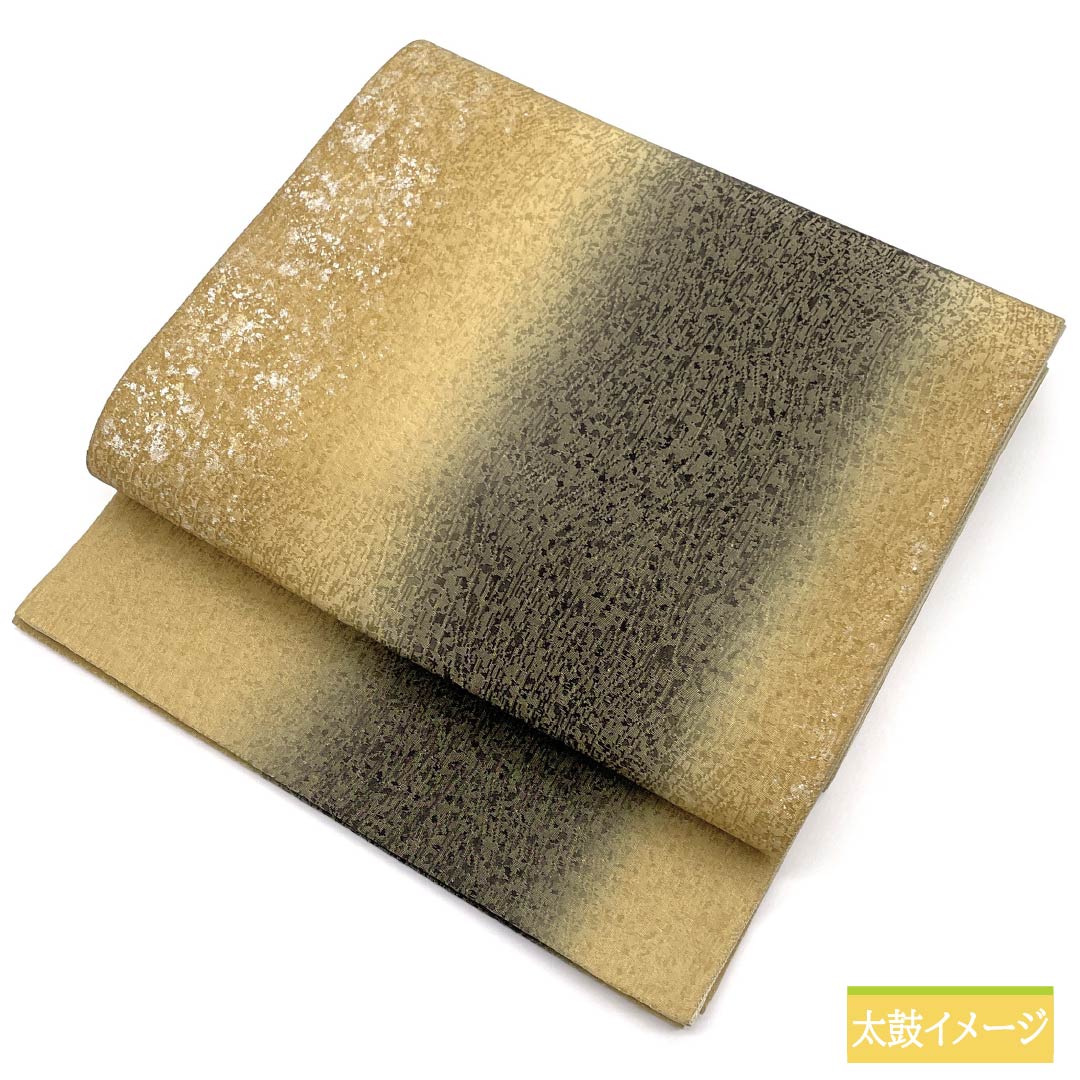 袋帯 正絹 麦藁色(むぎわらいろ) 染め帯 帯丈464cm Aランク 全通 セミフォーマル ベージュ系 1123014943425