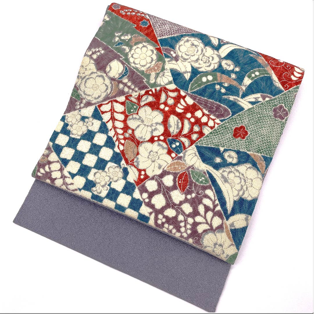 Nagoya obi, purple-gray, crepe fabric, Tsujigahana pattern, obi length 381cm, pure silk, B rank, point pattern, casual, purple, 1124004774320, Nagoya style