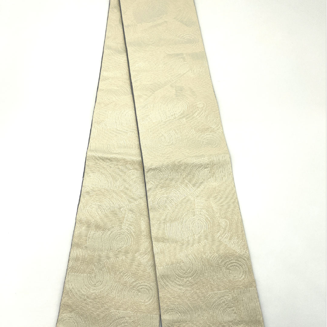 (New) Reversible Half-Width Obi, Polyester, NEW Rank, Ecru, Pewter, Geometric Circles, Abstract Floral Pattern, Length 400cm, Beige Tone, 1125002581425