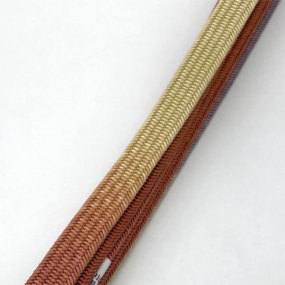 (新品)帯締め 正絹 NEWランク 弁柄色(べんがらいろ) 鳩羽鼠色(はとばねずいろ) 平田組紐 角朝遊玄染 長さ約166cm 幅約1.3cm カジュアル 茶系 1135005031314