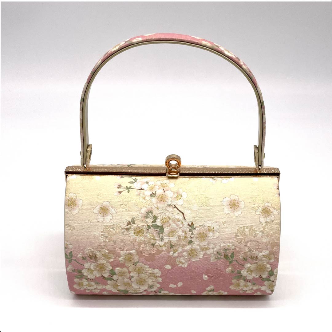 Formal Japanese style bag, niwaumeiro (colorful), for furisode, cherry blossom, classic pattern, pink, S rank, 113900009213