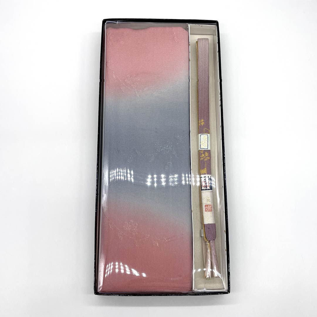(New Old Stock) Obi-jime and Obi-age Set, Pure Silk, S Rank, Shibori Dye, Length approx. 156cm, Width approx. 1.5cm, Formal, Gradation Colors, 1141000172399