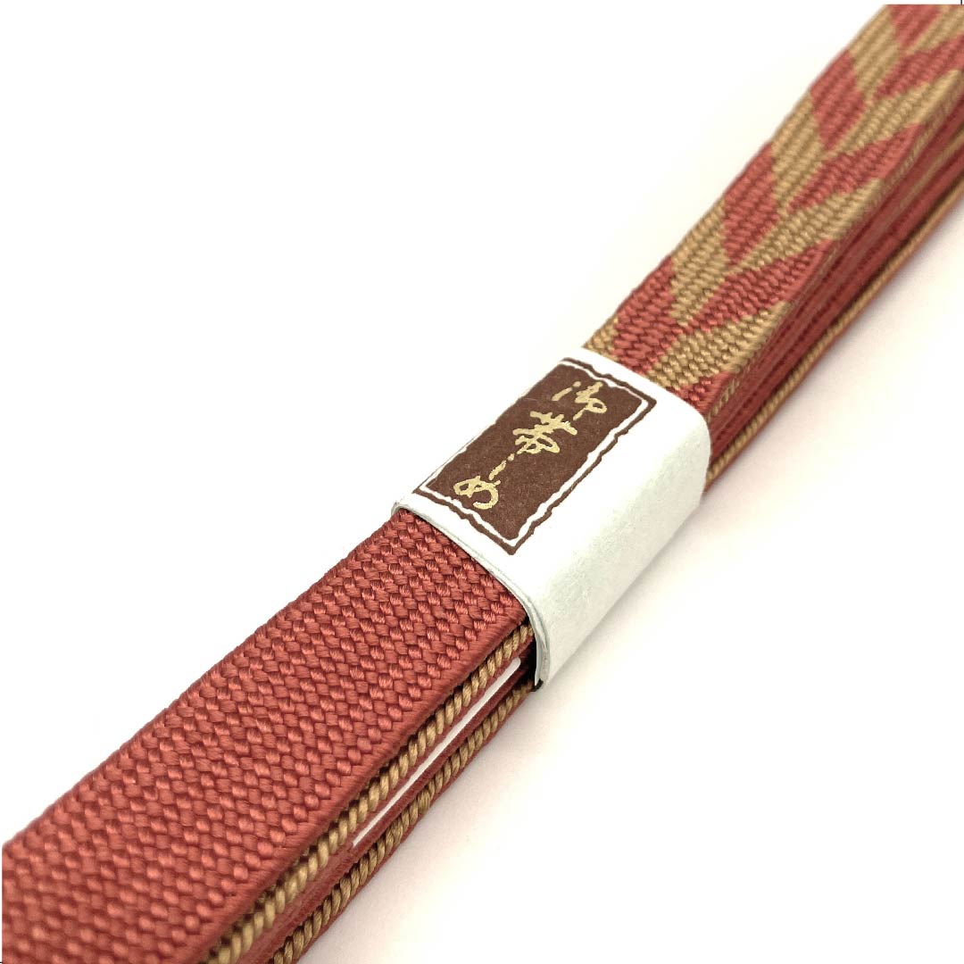 (New old stock) Silk obijime (sash fastener) - quarter-length cord - red persimmon color - mud-dyed hand-woven cord - new old stock - length approx. 162cm, width approx. 1.5cm - casual - rank S - orange 1135002692326