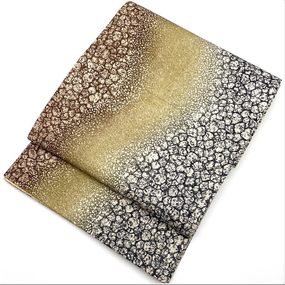 Fukuro Obi Gradient Stone Pavement Pattern Dyed Obi Length 486cm Pure Silk S Rank Full Length Semi-Formal Gradient Style 1123008122499