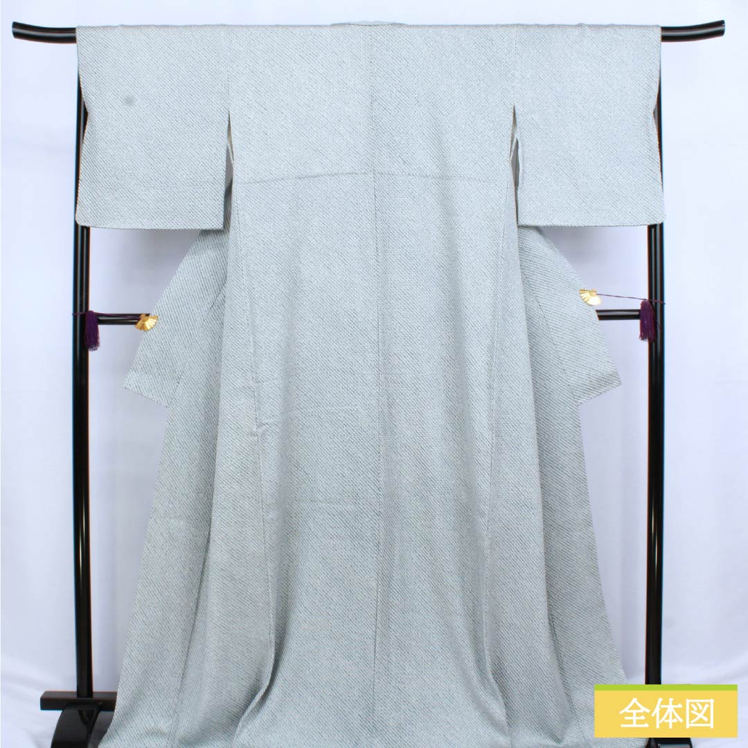 Komon (small pattern) silk, S rank, length 170cm, sleeve length 68cm, lined, rust-light blue (sabi asagiiro), tie-dyed, four-fold, pearl-tone finish, with basting thread, blue-based, product number 1115006572617