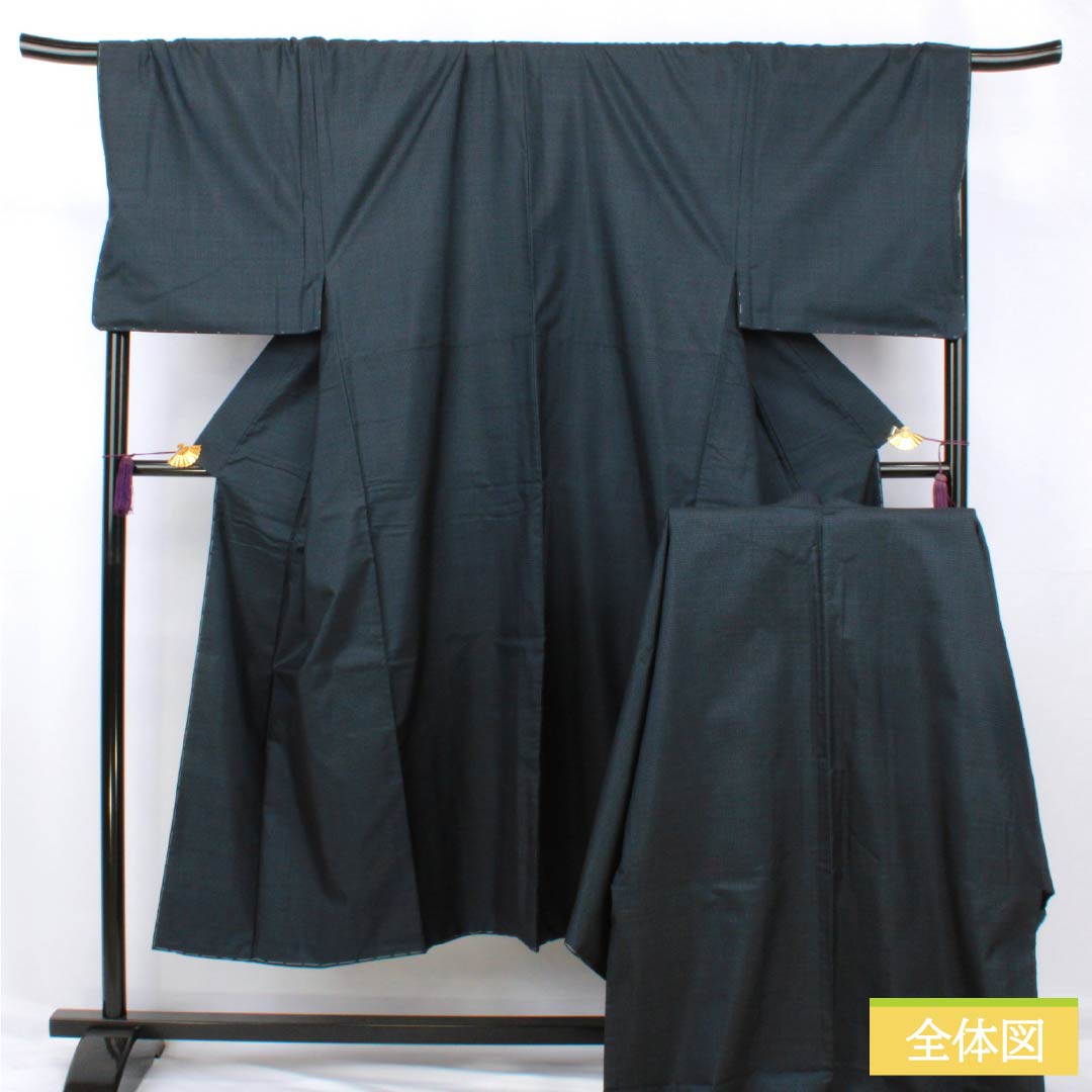 Men's silk S-rank kimono, length 145cm, sleeve length 72.5cm, Iced brown (ice-colored) Oshima Tsumugi 100 tortoiseshell pattern, lined, navy blue, with basting threads, product number 1119001442418