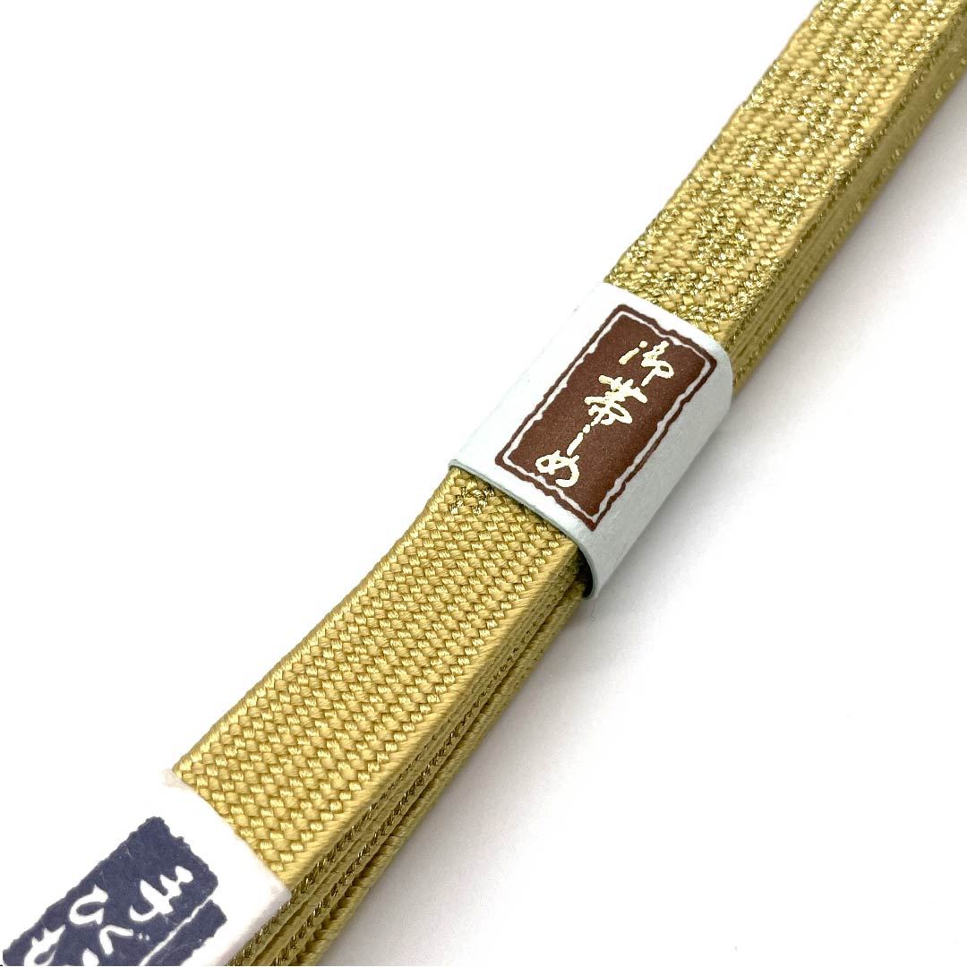 (New old stock) Silk obi-jime (sash fastener) - Quarter-length cord - Yellowish yellow - Metallic thread used - Hand-woven cord - New old stock - Length approx. 159cm - Width approx. 1.5cm - Semi-formal - S rank - Yellow 1135001552923