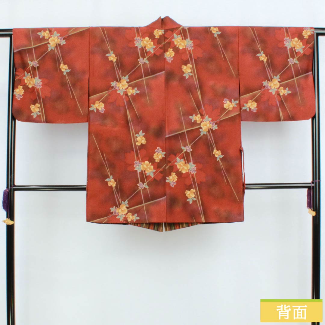 Polyester travel kimono, S rank, length 83cm, sleeve length 66cm, reversible, floral pattern, striped, lined, gradient, 1117001412999