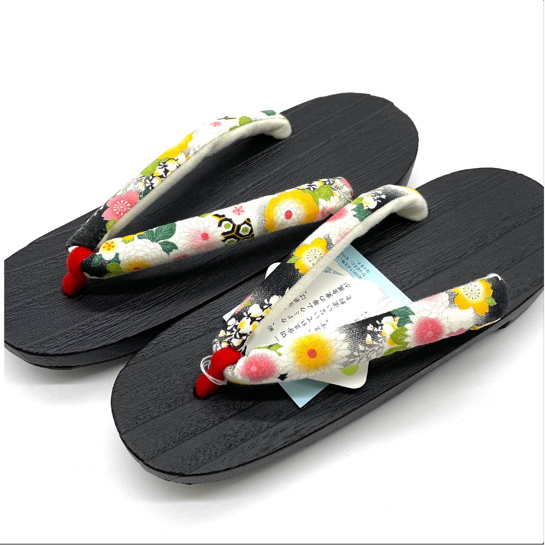 (Brand new, unused) Geta (Japanese clogs) Chrysanthemum, cherry blossom, tortoiseshell pattern, XL size, black, NEW rank, 1122000961510