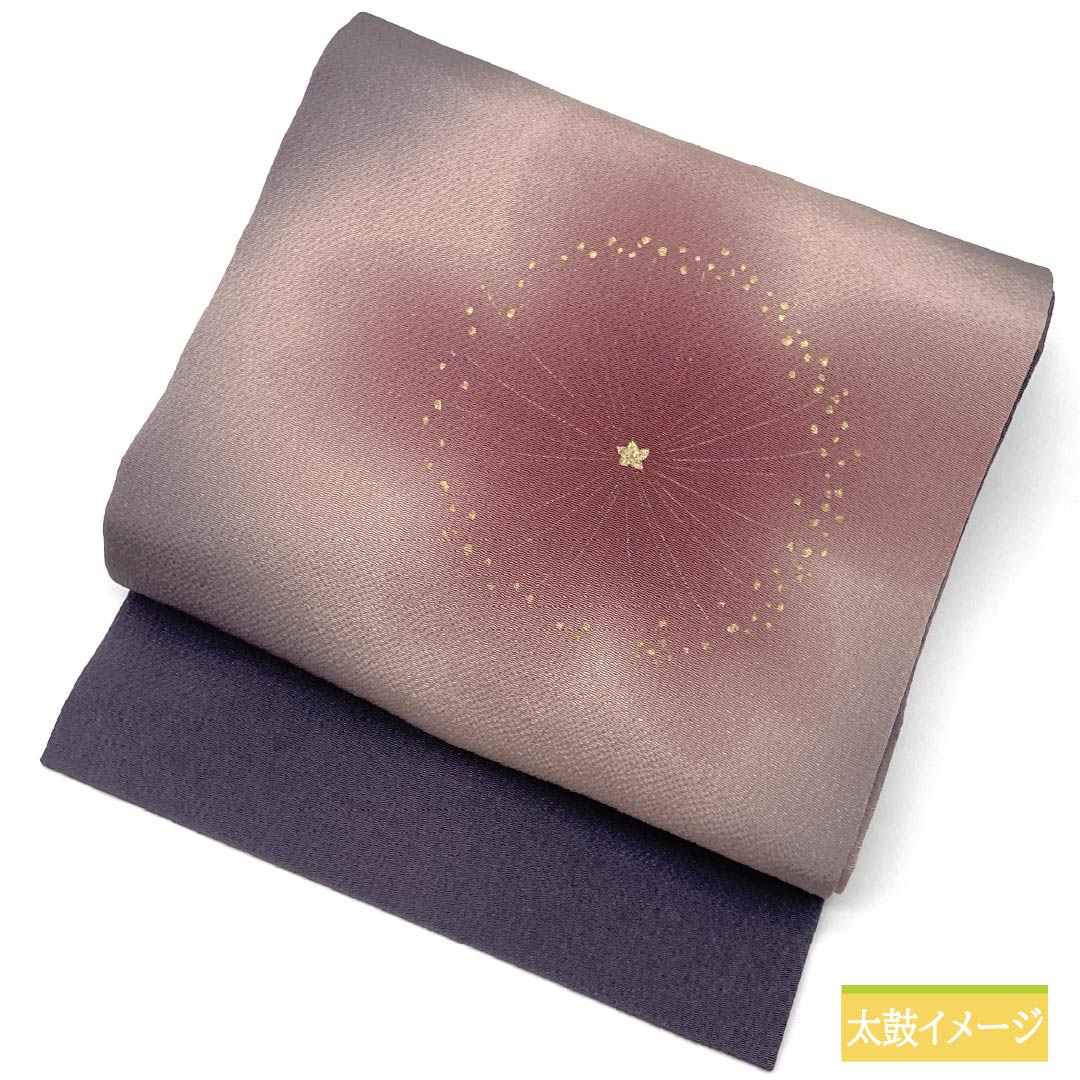 Nagoya Obi, Deep Purple (Fukakakeshi Murasakiiro), Chirimen Fabric, Dyed Obi with Cherry Blossom Design, Pure Silk, S-Rank, Semi-Formal, Purple, Item Number: 1124008412420, Nagoya Style