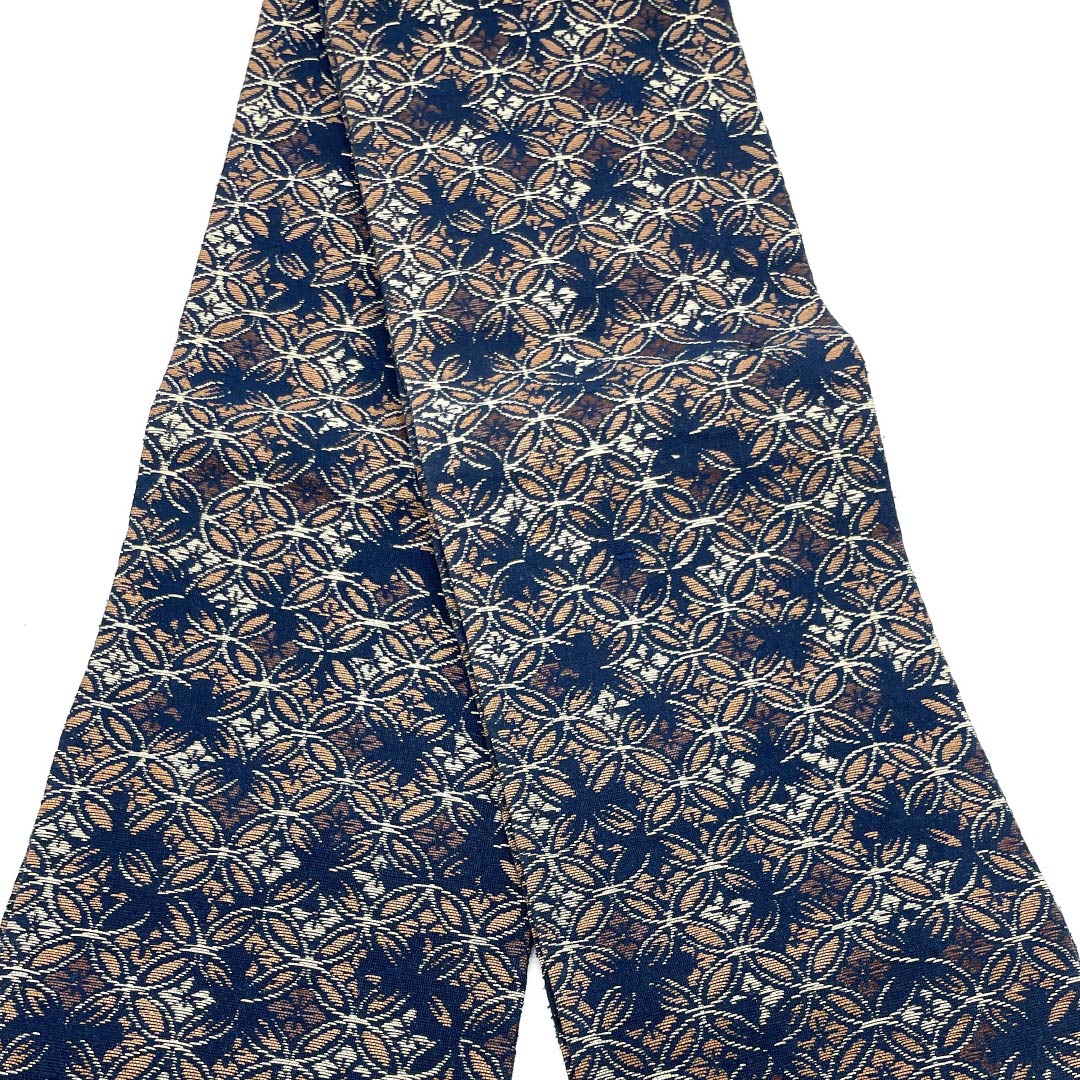 【未仕立】半幅帯 正絹 Sランク 紺鉄色(こんてついろ) 七宝 帯丈364cm 紺系 1125001782318