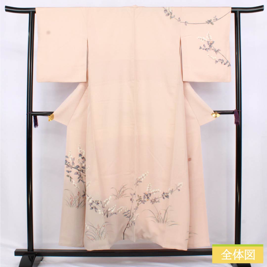 Visiting Kimono, Pure Silk, Grade A, Lined, Length 150.5cm, Sleeve Length 61cm, Otomeiro (Girl's Color), Kaga Yuzen, Floral, Pink, Product Number: 1112006203113