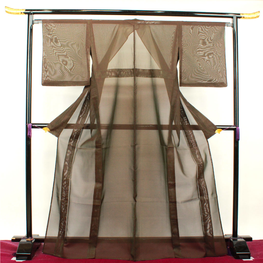 Summer item, pure silk, plain color, length 170cm, sleeve length 65.5cm, charcoal black, basting thread included, gauze, A rank, brown, 1132001353614