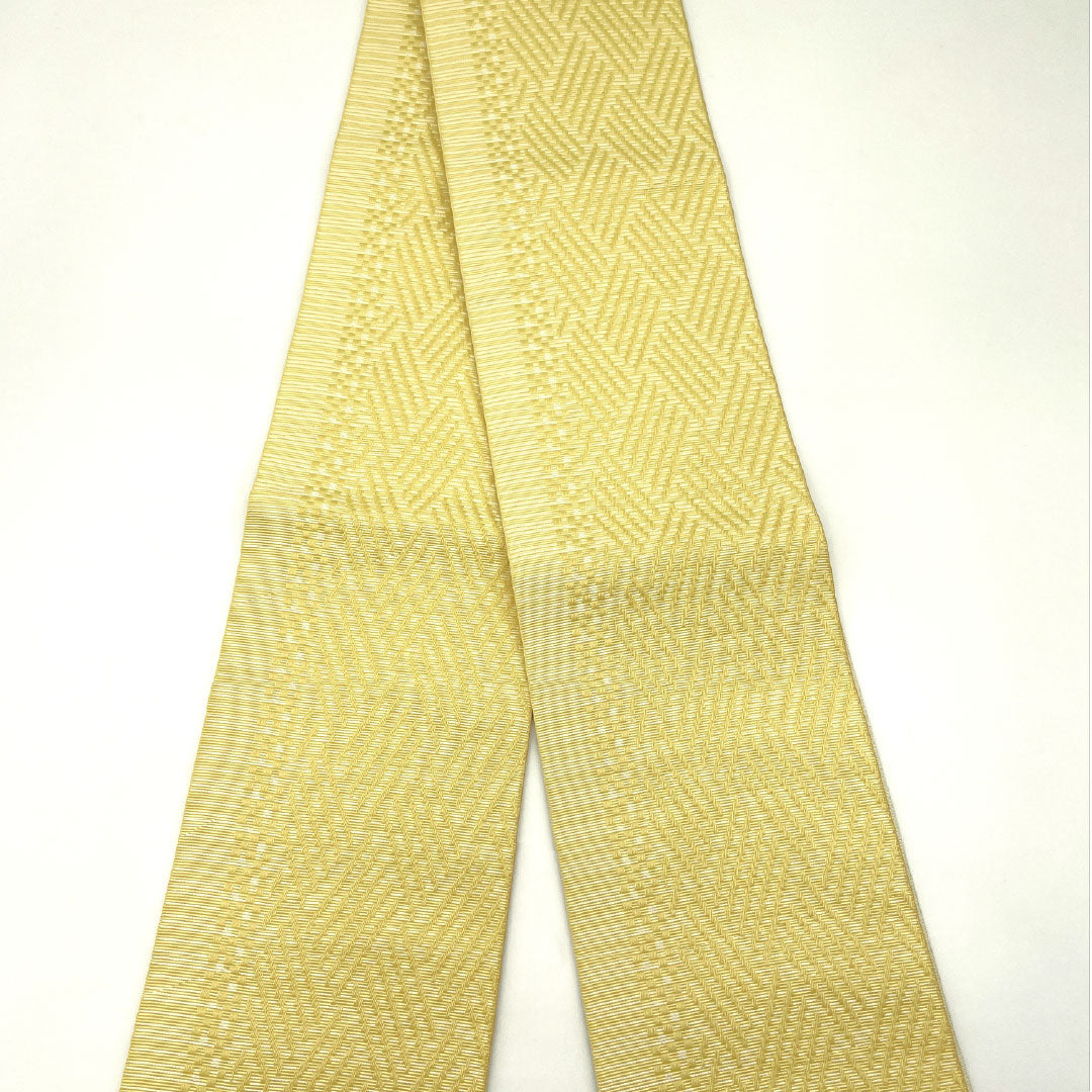 (New) Hanhabao Obi, Polyester, NEW Rank, Narcissus Yellow, Unohana White, Reversible, Diamond Pattern, Abstract Floral Pattern, Obi Length 400cm, Yellow, 1125002371423