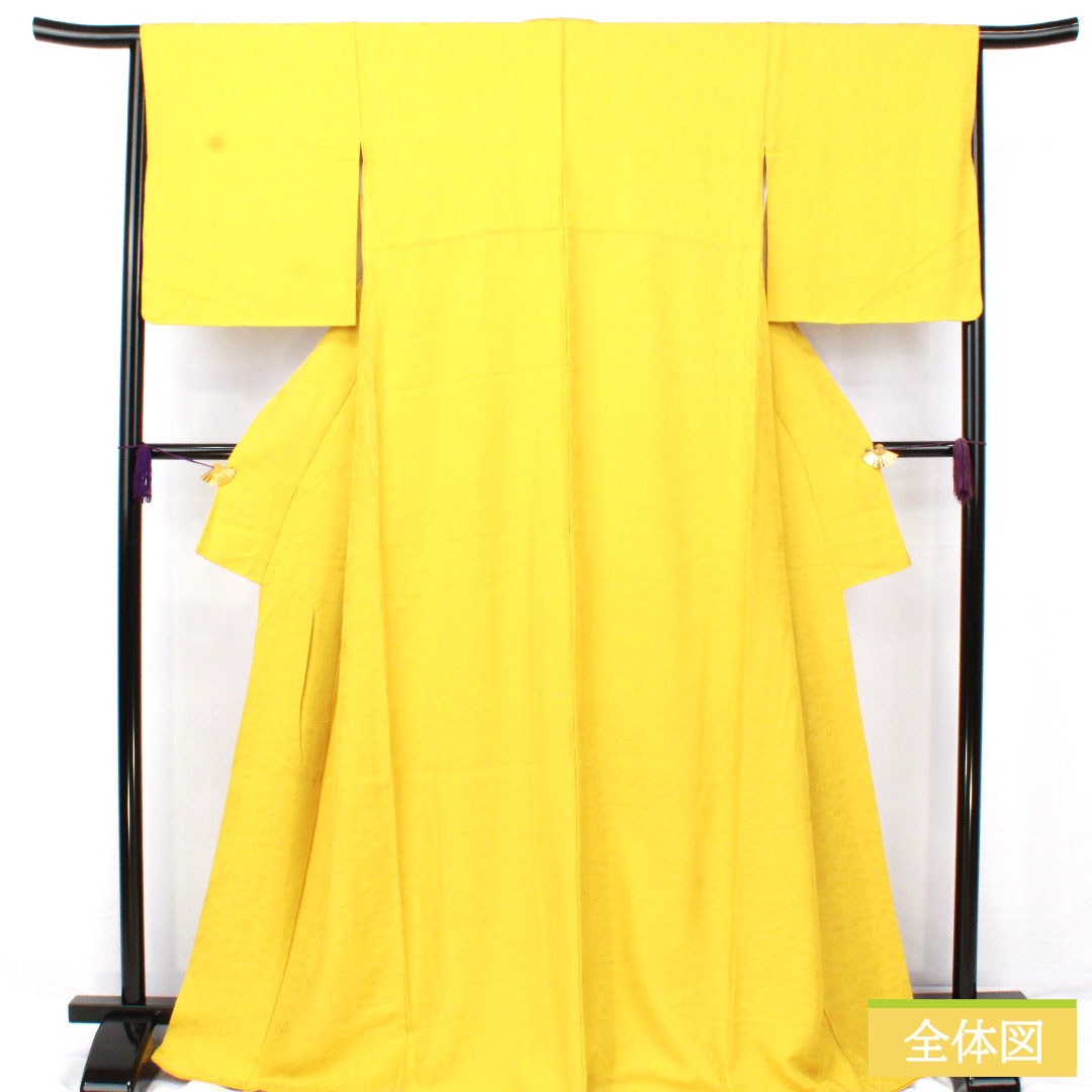 Plain color, pure silk, length 168cm, sleeve length 65.5cm, light yellow, arabesque pattern, lined, A rank, yellow, 1114001673523