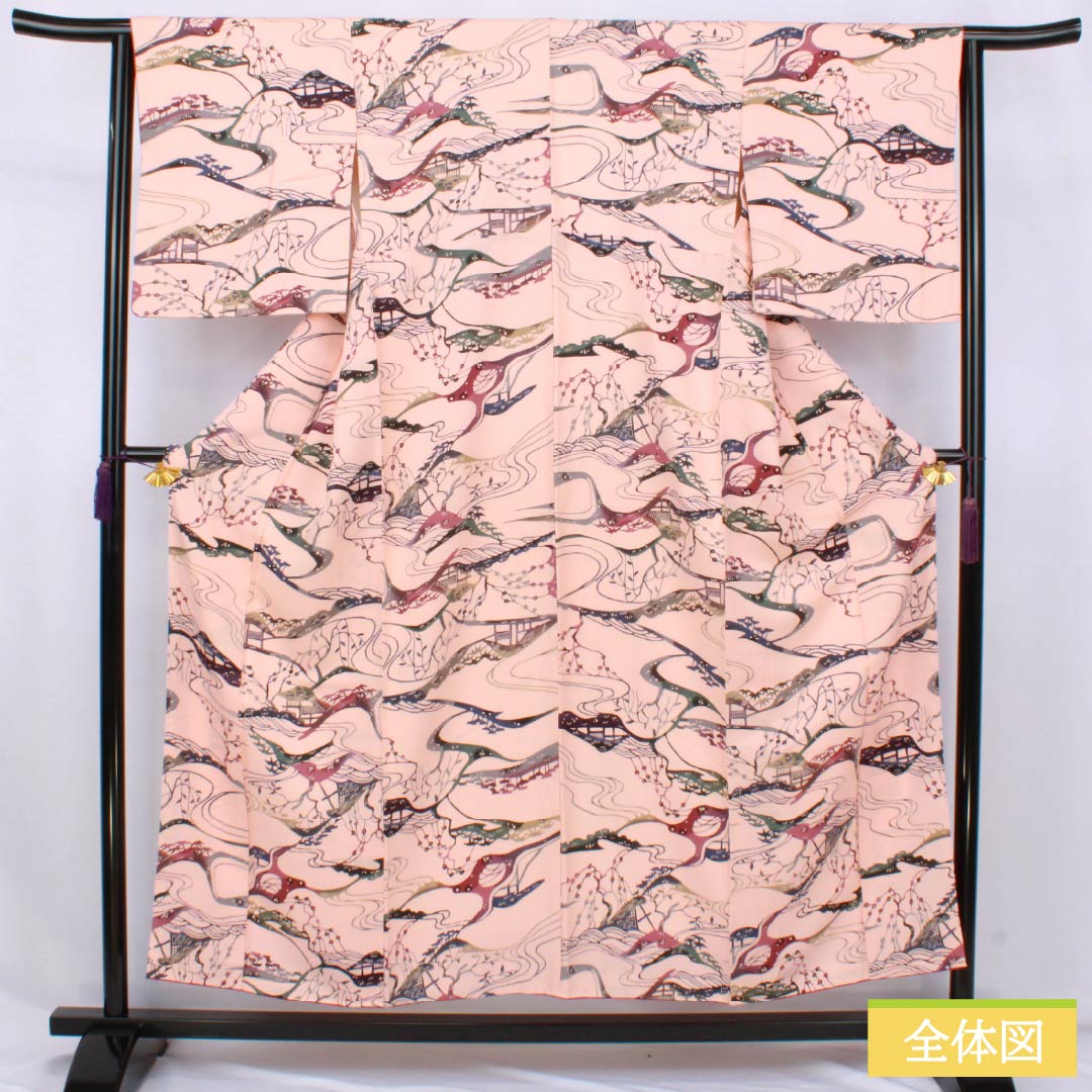 Komon silk S-rank kimono, length 153.5cm, sleeve length 64cm, lined, maiden color (otomeiro), Kyoto Bingata, Chayatsuji, pink, product number 1115007702213