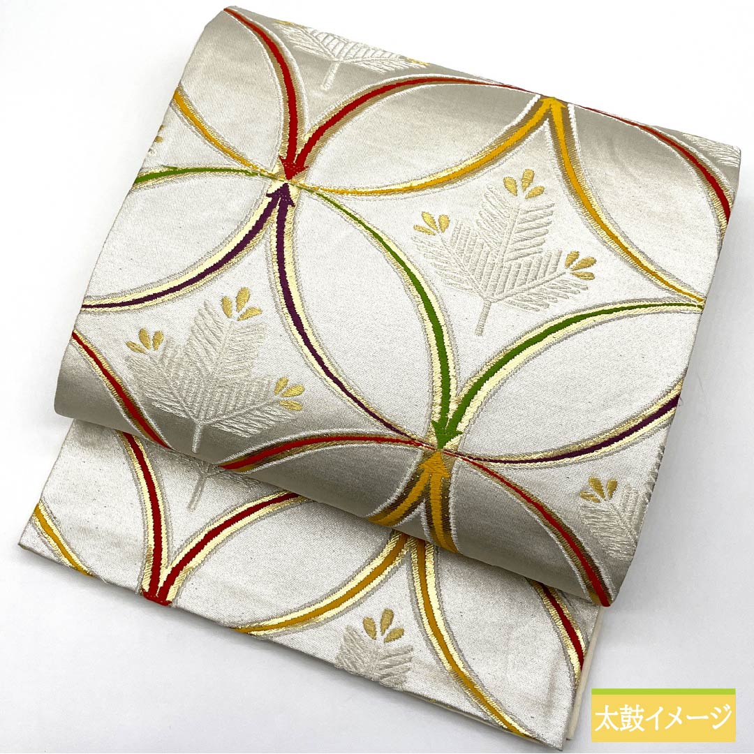 Fukuro Obi, pure silk, for furisode and tomesode, Shippo, obi length 428cm, S rank, six-way, formal, silver, 1123013562322