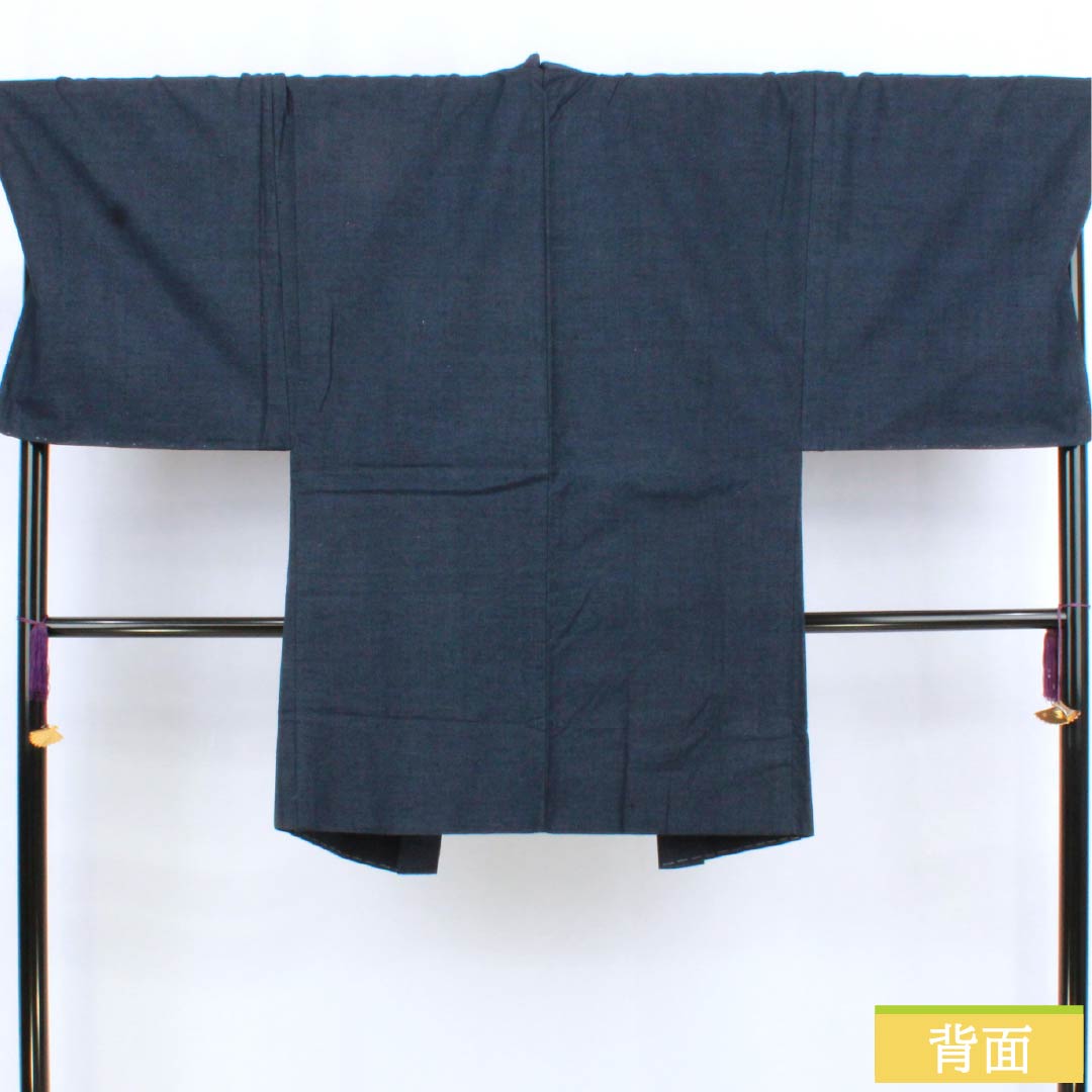 男物 正絹 Sランク 身丈94cm 裄丈72.5cm 紺色(こんいろ) 紬地 紺系 1119000992118