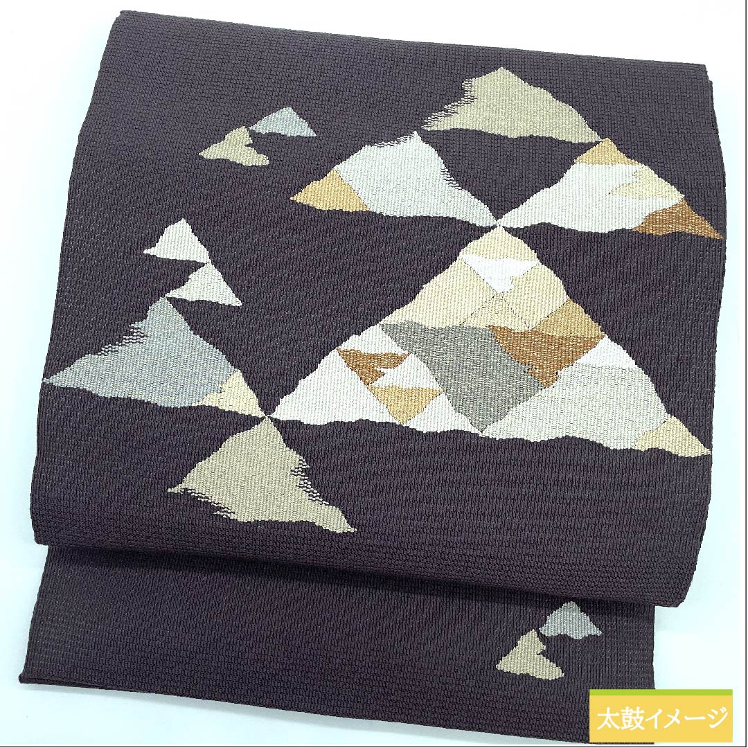 Nagoya obi, claw-scraped tsuzure, Izutsuya Sehira, deep purple, scales, obi length 396cm, pure silk, S rank, point pattern, casual, gray, 1124005822322, pine-needle style