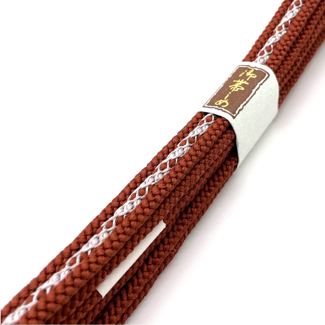 (New old stock) Obi-jime (belt fastener) made of pure silk, quarter-length cord, scarlet brown, vegetable-dyed hand-woven cord, new old stock, length approx. 168cm, width approx. 1.2cm, casual, S rank, orange, 1135002212326