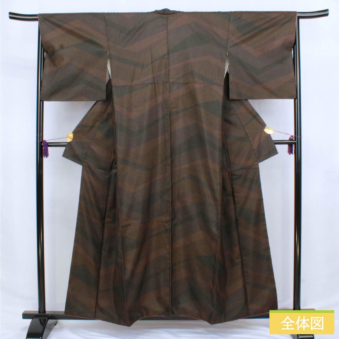 Komon (small pattern) silk, A-rank, length 157.5cm, sleeve length 64.5cm, lined, abstract pattern, black, 1115006413310
