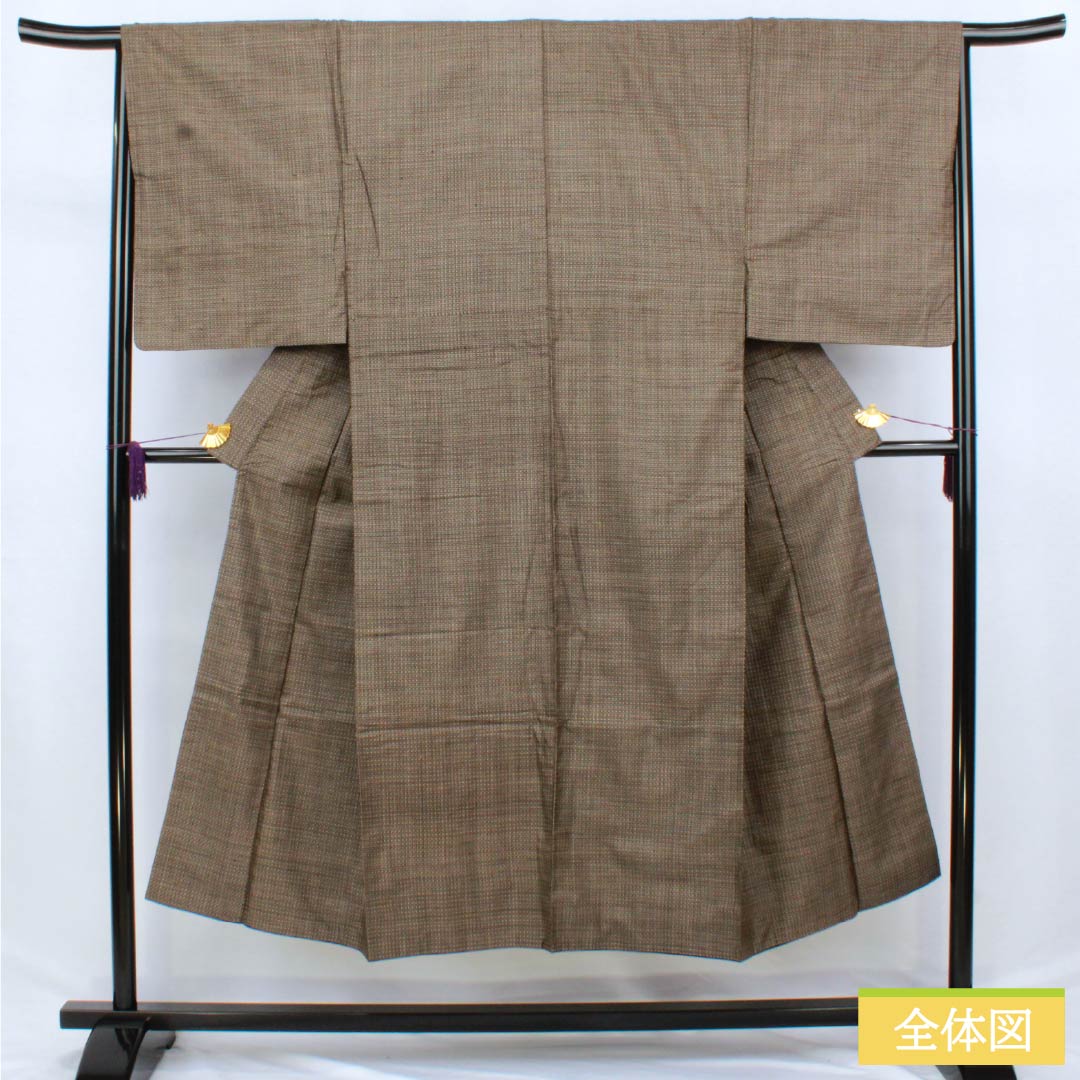Men's silk S-rank kimono, length 143cm, sleeve length 63.5cm, Kenbou color (Kenbou color), Oshima Tsumugi, lined, brown, product number 1119001162414
