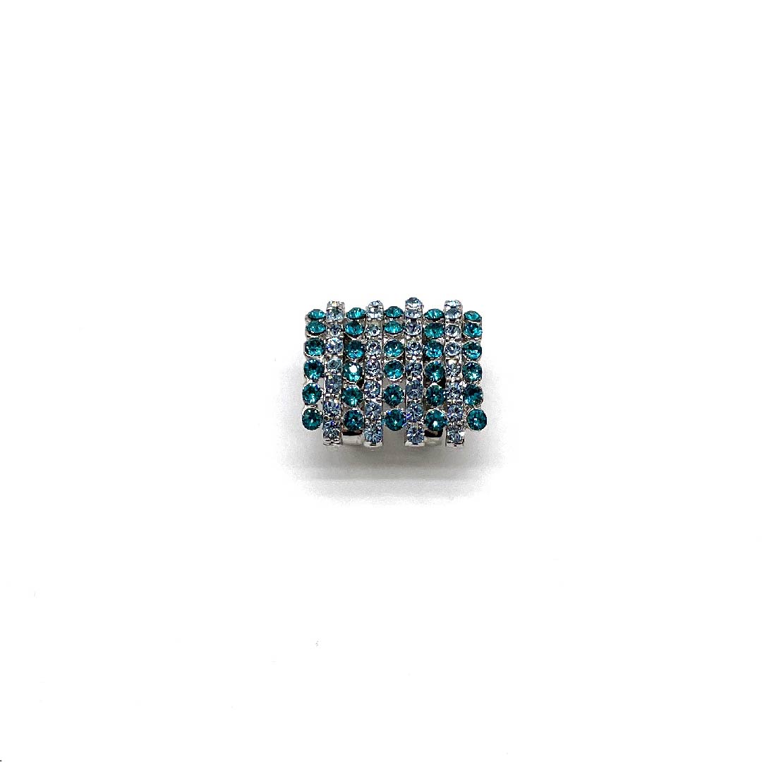 (New old stock) Obi clasp, glass, casual, Swarovski, rectangular, striped, length approx. 2cm, width approx. 2.5cm, S rank, green, 1137001102919