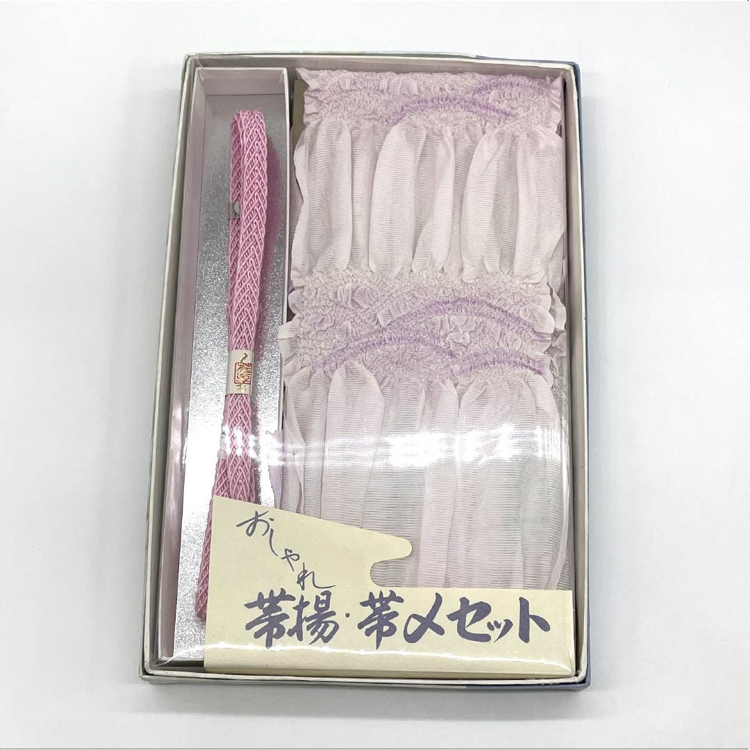 New Old Stock Obi-jime and Obi-age Set, Pure Silk, NEW Rank, Nioume-iro (pinkish-purple) and Usuzakura-iro (pale cherry blossom pink), Summer Wear, Shibori, Length approx. 162cm, Width approx. 1.4cm, Casual, Pink Tone, 1141000271313