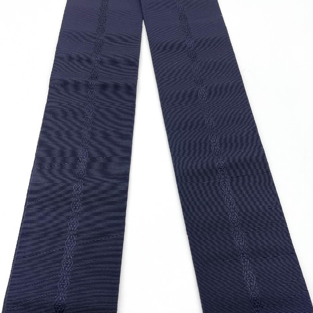 (Unmade) Square obi, pure silk, dark blue, Hakata weave, Kenjo pattern, obi length 420cm, width 9.5cm, S rank, navy blue, 1134000372918