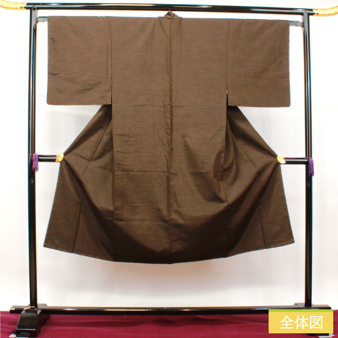 Men's pure silk, length 135cm, sleeve length 66cm, Kenfusa color, with basting thread, unused, S rank, lined, brown, 1119000692314