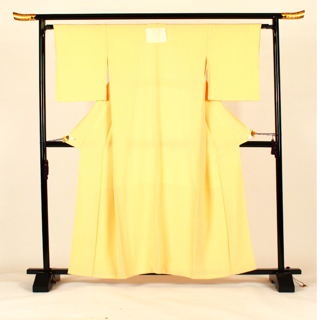 色無地 木瓜 身丈160.5cm 裄丈65cm 袷 正絹 Sランク 黄系 1114000262323