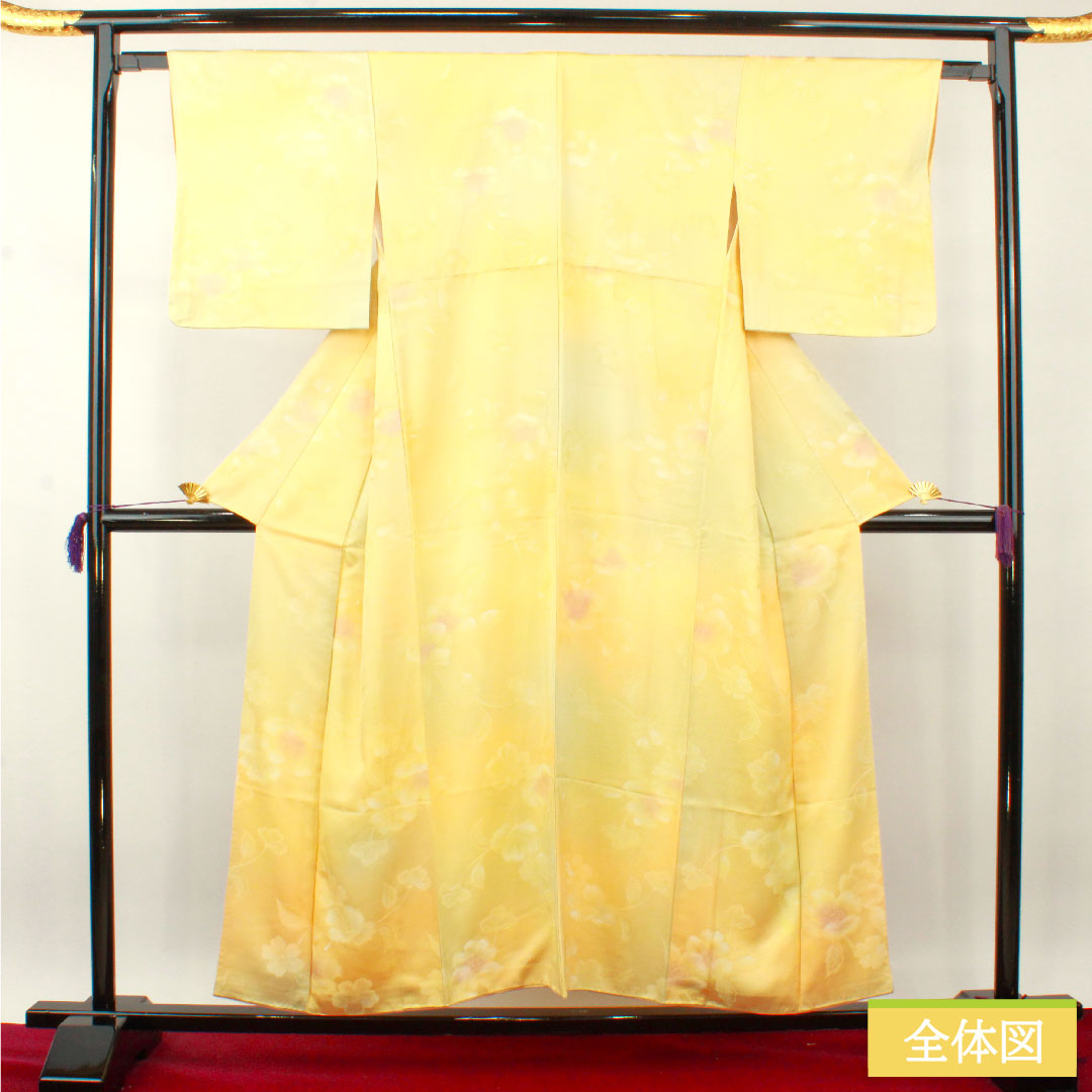 小紋 正絹 身丈153.5cm 裄丈63cm 袷 ぼかし染 花模様 Sランク グラデーション系 1115004032299