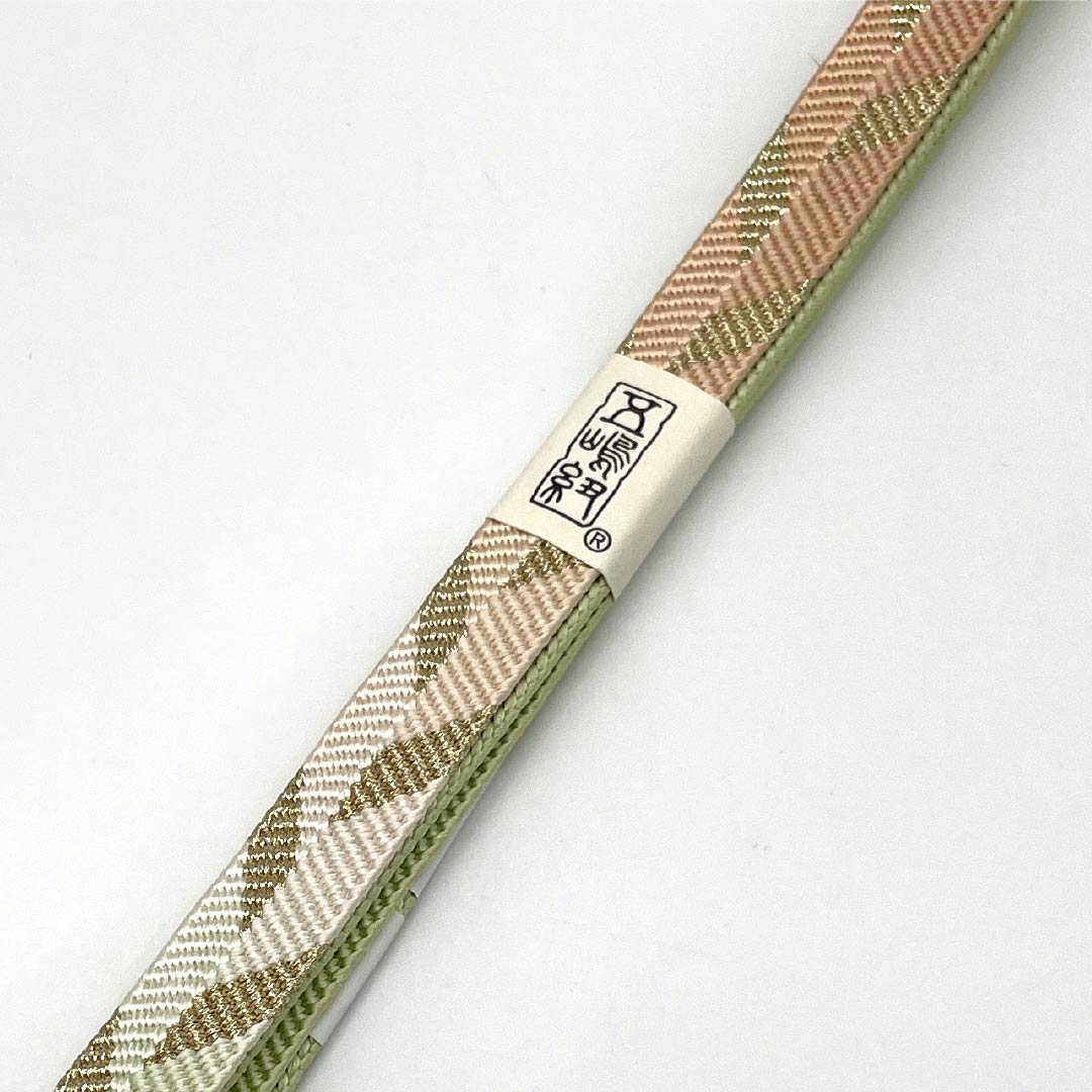 (新古品) 帯締め 正絹 NEWランク 五嶋紐 薄柳色(うすやなぎいろ) 矢羽根 古典柄 長さ約163cm 幅約1.5cm セミフォーマル 緑系 1135004851319