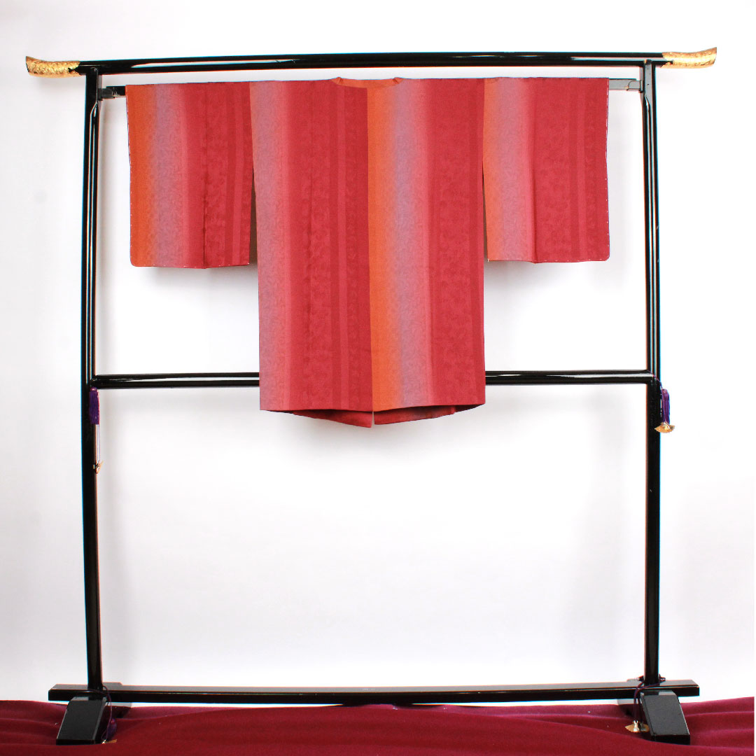 道行コート 身丈85cm 裄丈64.5cm 暗紅色色 ボカシ模様 正絹 Sランク 袷 紫系 1117000422920