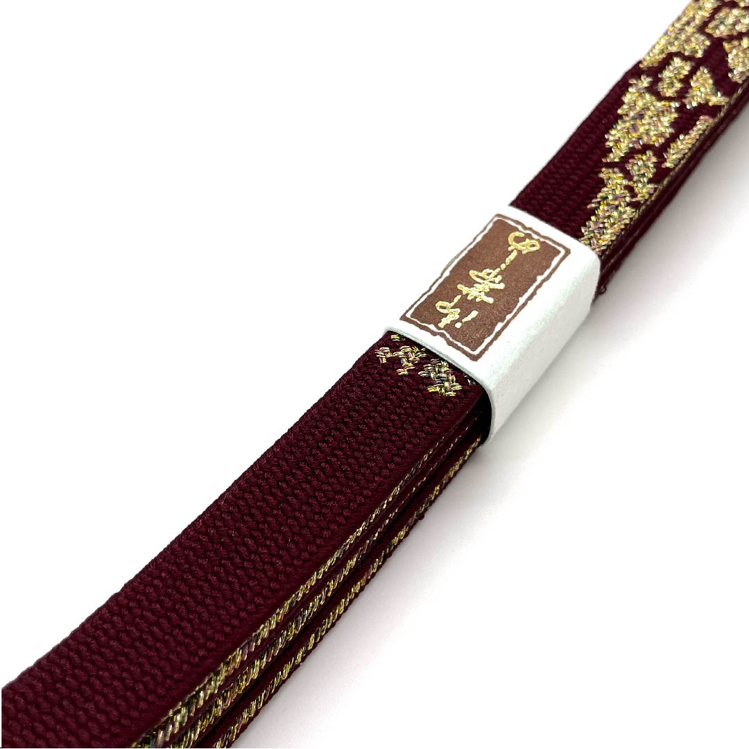 (New old stock) Obijime (sash fastener) Pure silk, quarter-length cord, crimson, metallic thread used, new old stock, length approx. 159cm, width approx. 1.5cm, semi-formal, S rank, purple, 1135002152320