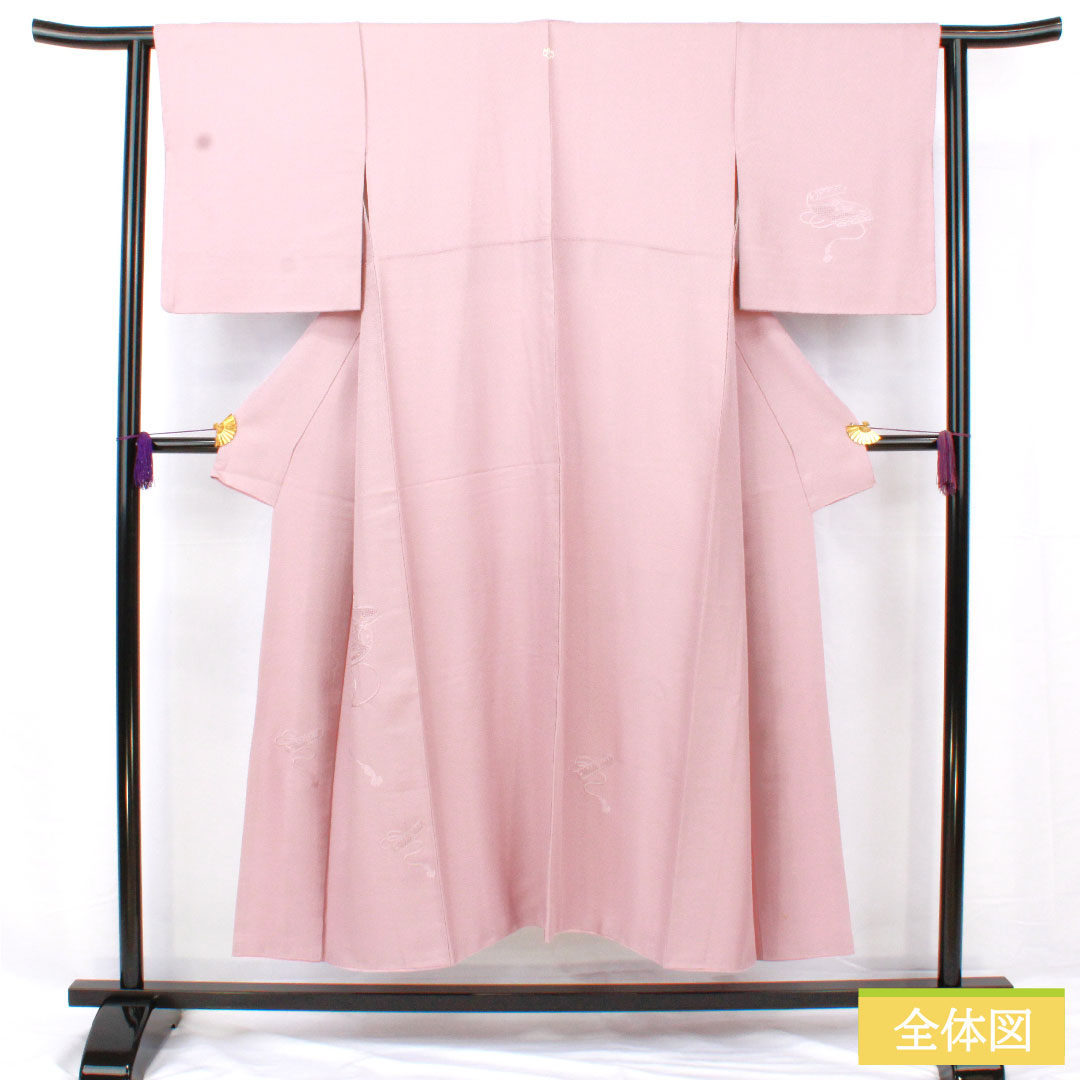 Homongi, pure silk, lined, length 149cm, sleeve length 62cm, light wisteria color, Shantou embroidery, Suzhou embroidery, one crest, medium-shaded five-three paulownia, S rank, purple, 1112005112120