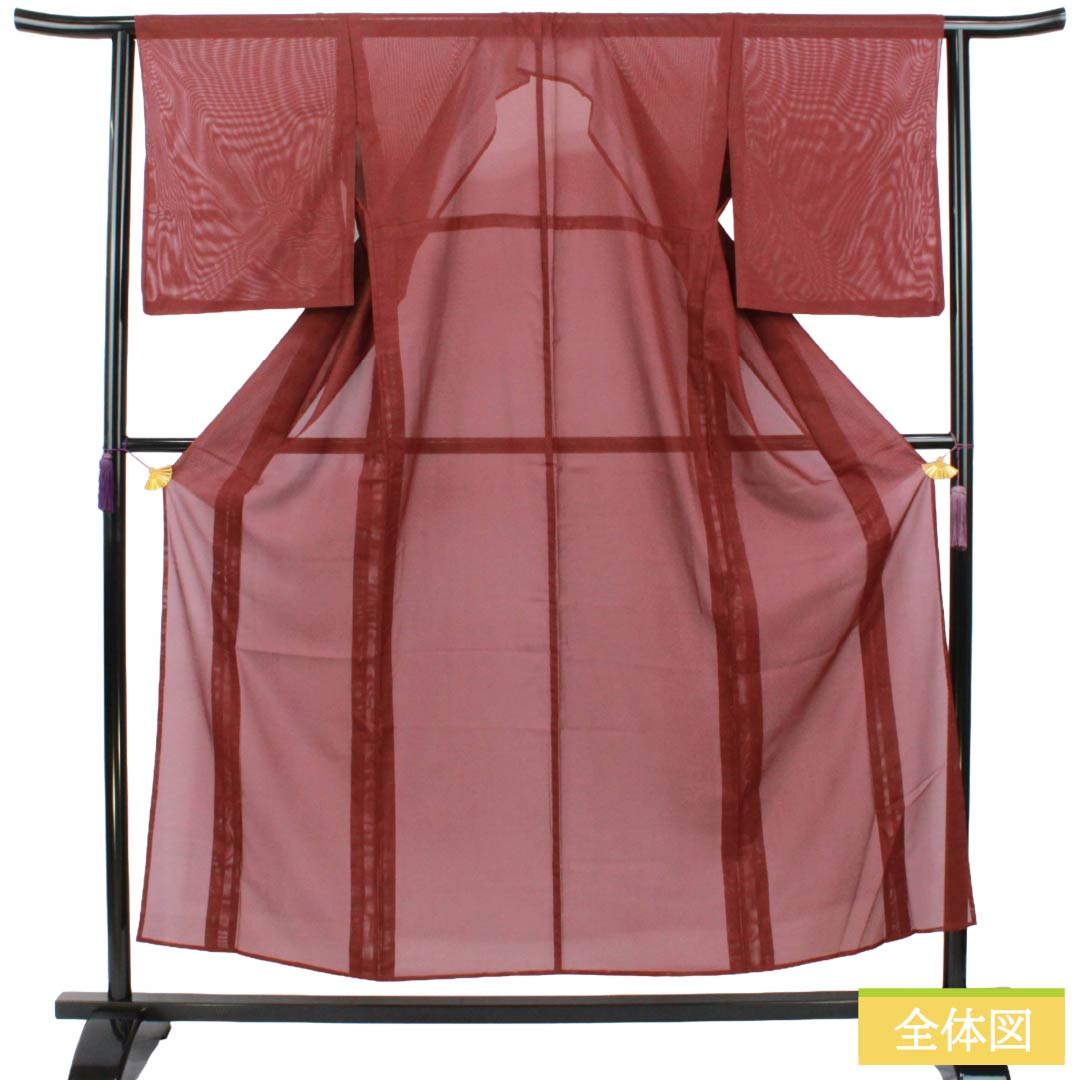Summer Polyester Iromuji S-Rank, Length 153.5cm, Sleeve Length 64cm, Beni-ebicha (deep brownish red), Plain, Washable Kimono, Ro, Brown tones, 1132003422214